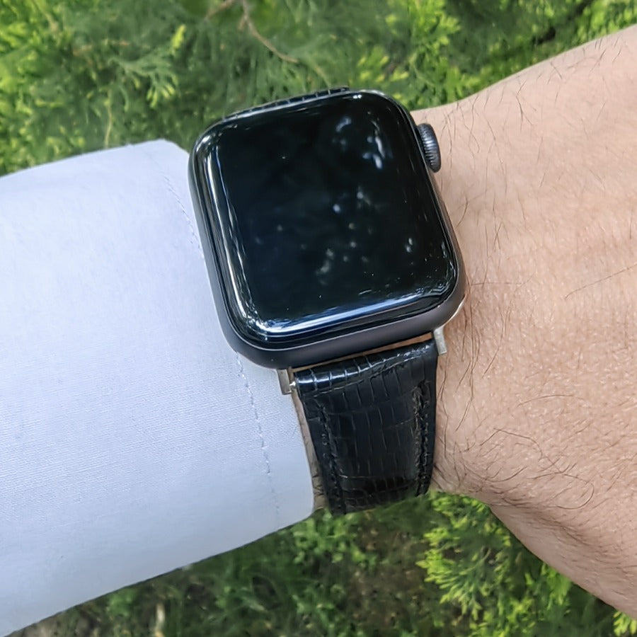 Apple Watch Gerçek Kertenkele Derisi Siyah