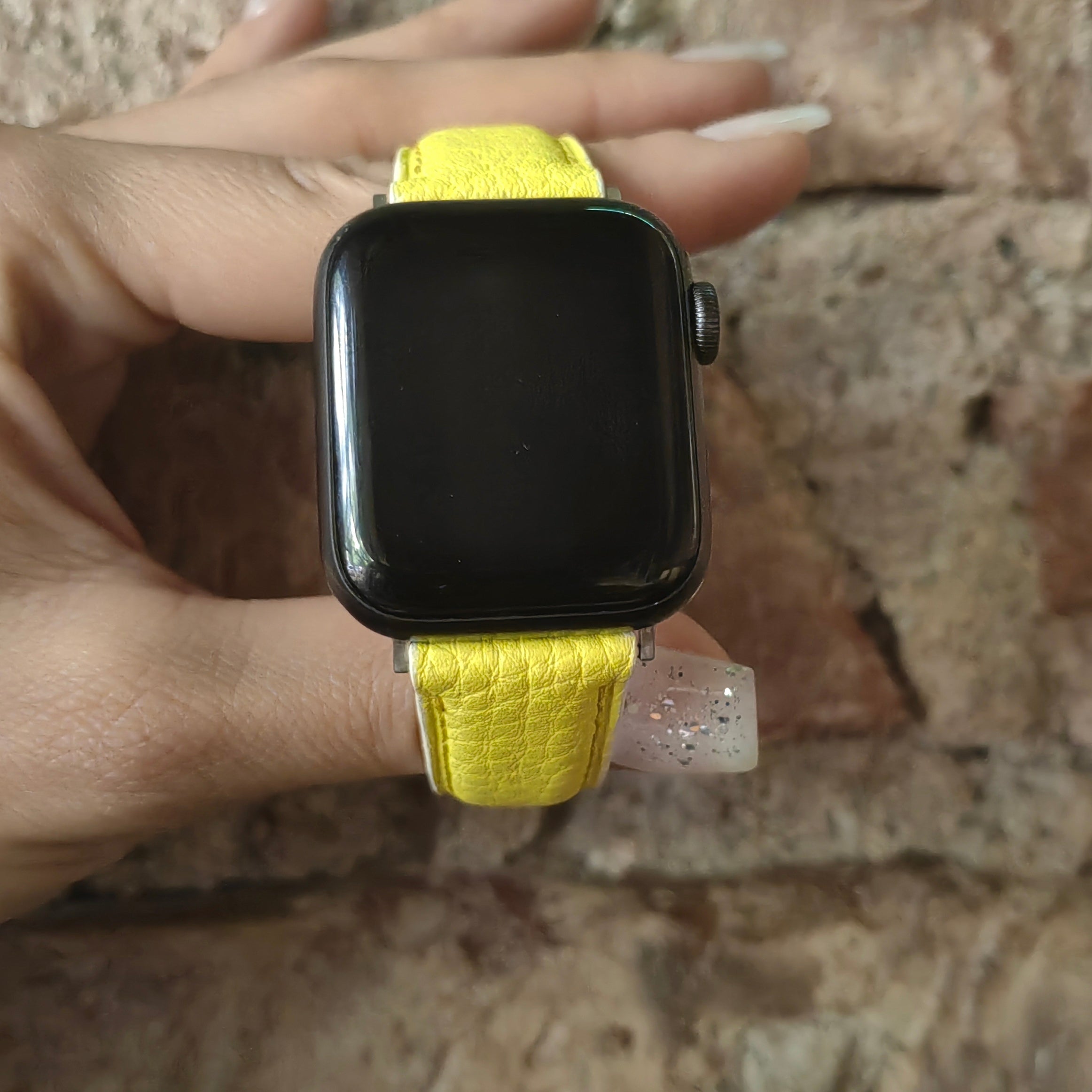 Apple Watch Deri Kordon - Togo Sarı Beyaz