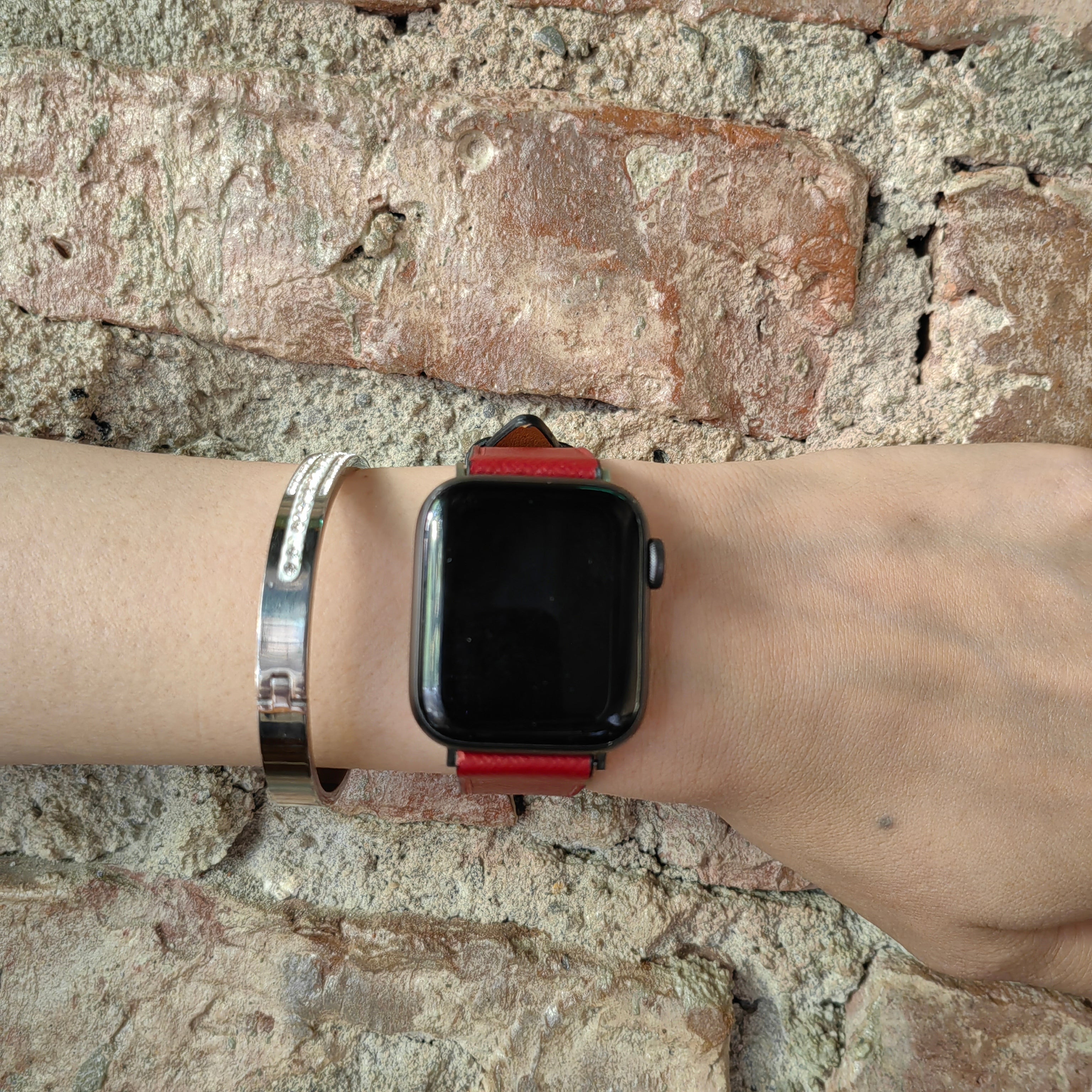 Apple Watch Deri Kordon - Saffiano Kırmızı