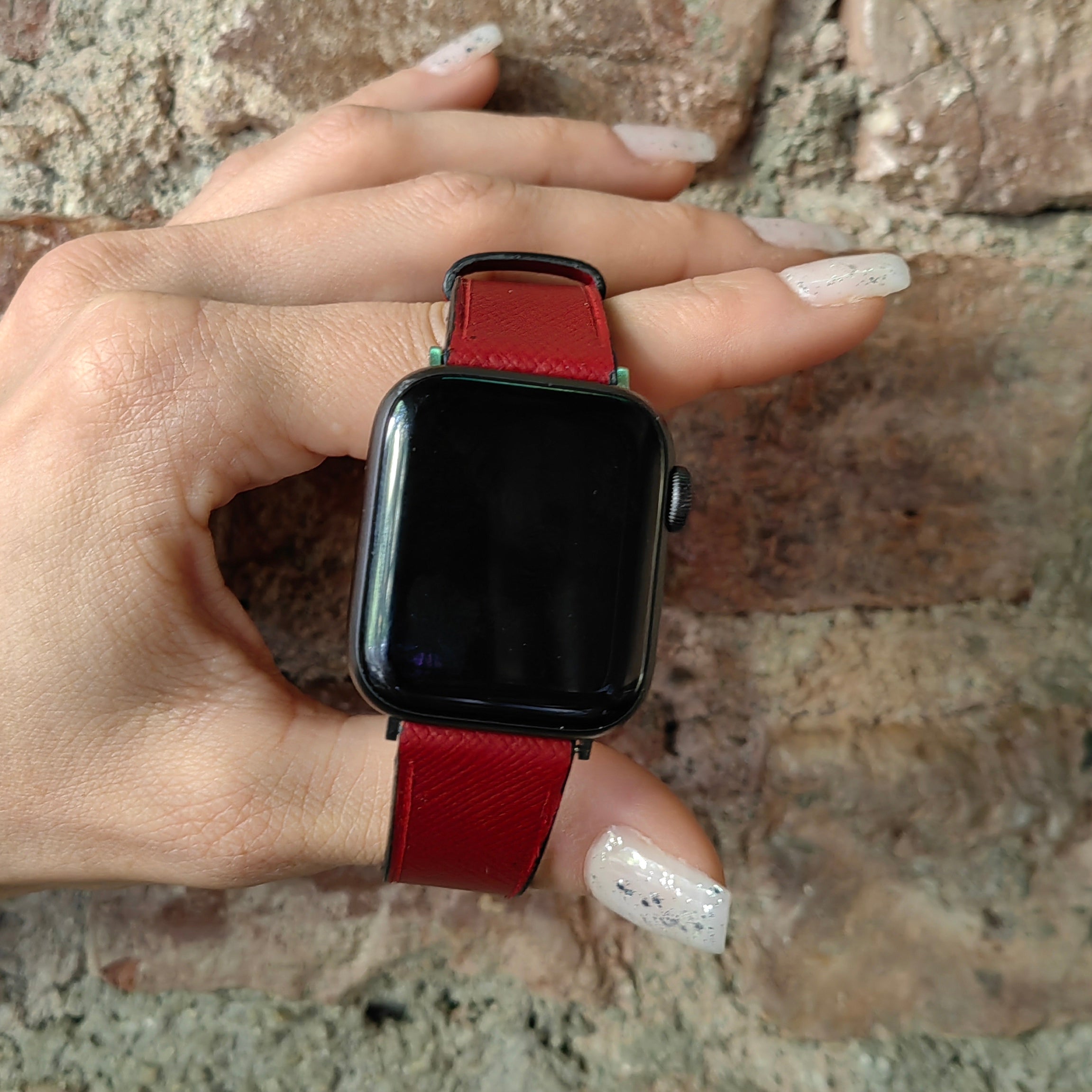 Apple Watch Deri Kordon - Saffiano Kırmızı