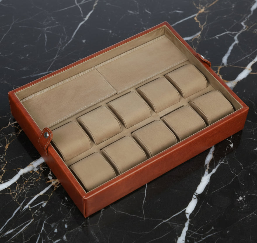 Bolt Kahve Deri Saat Kutusu 10'lu