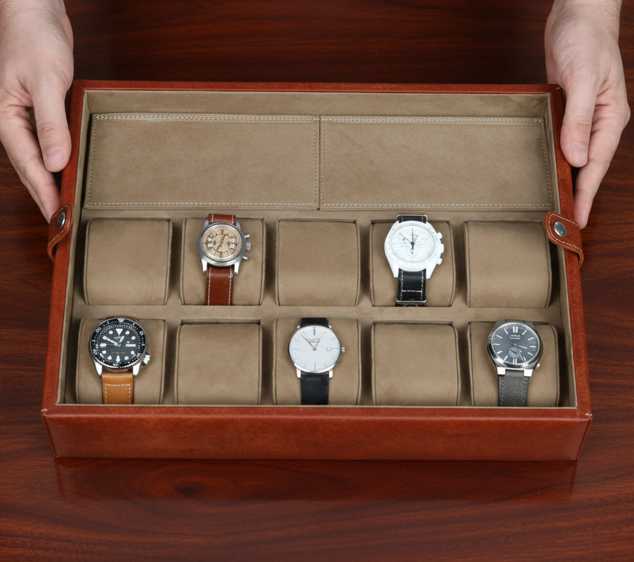 Bolt Kahve Deri Saat Kutusu 10'lu