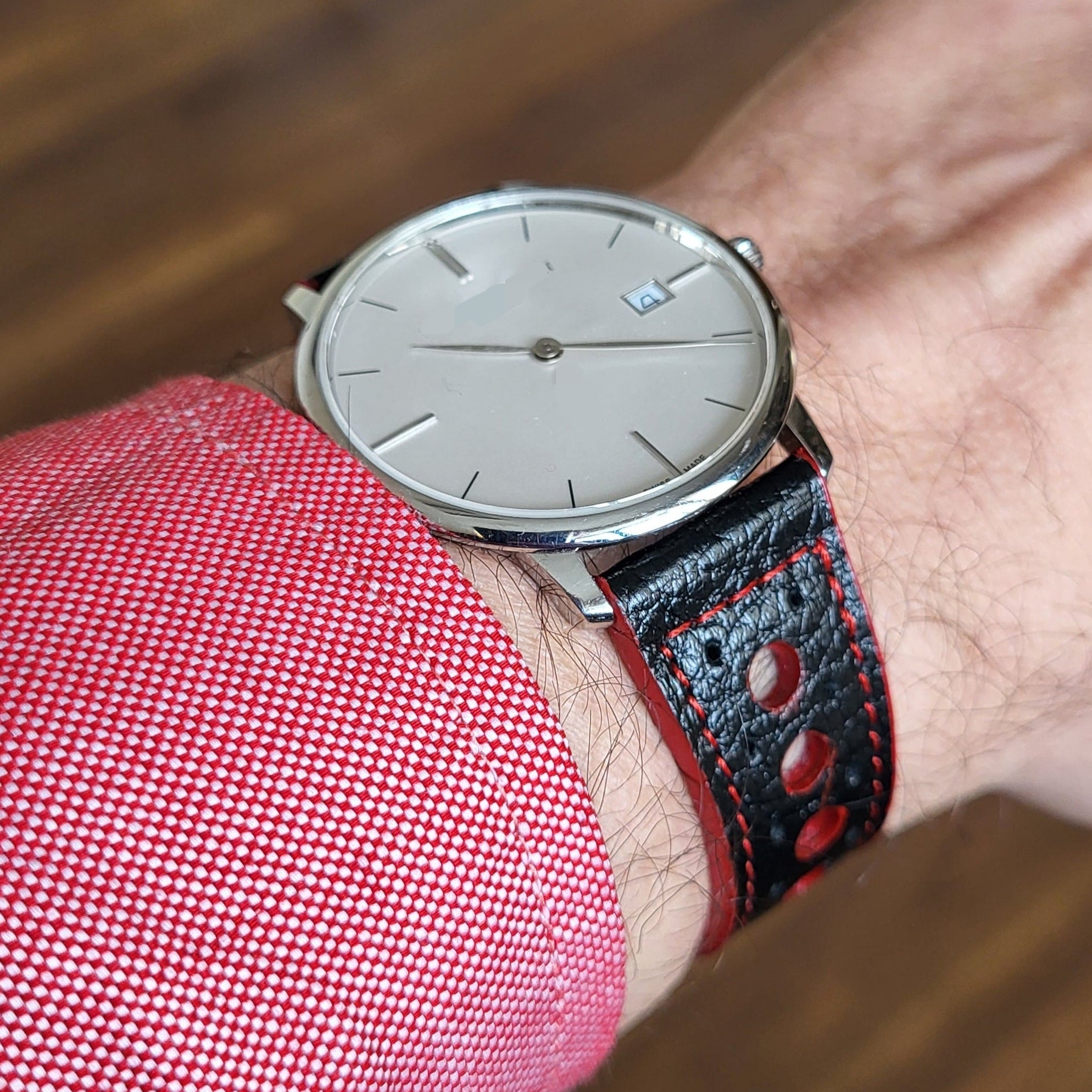 Rally Togo Siyah Kırmızı Deri Kordon