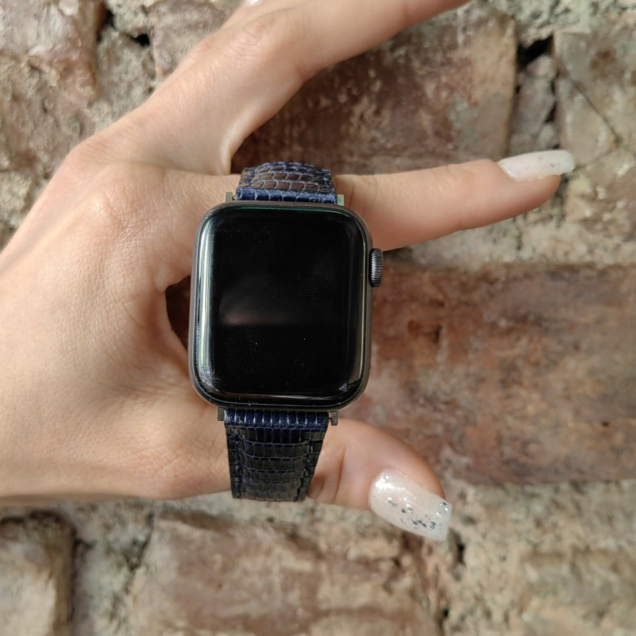 Apple Watch Kordon - Gerçek Kertenkele Derisi Lacivert