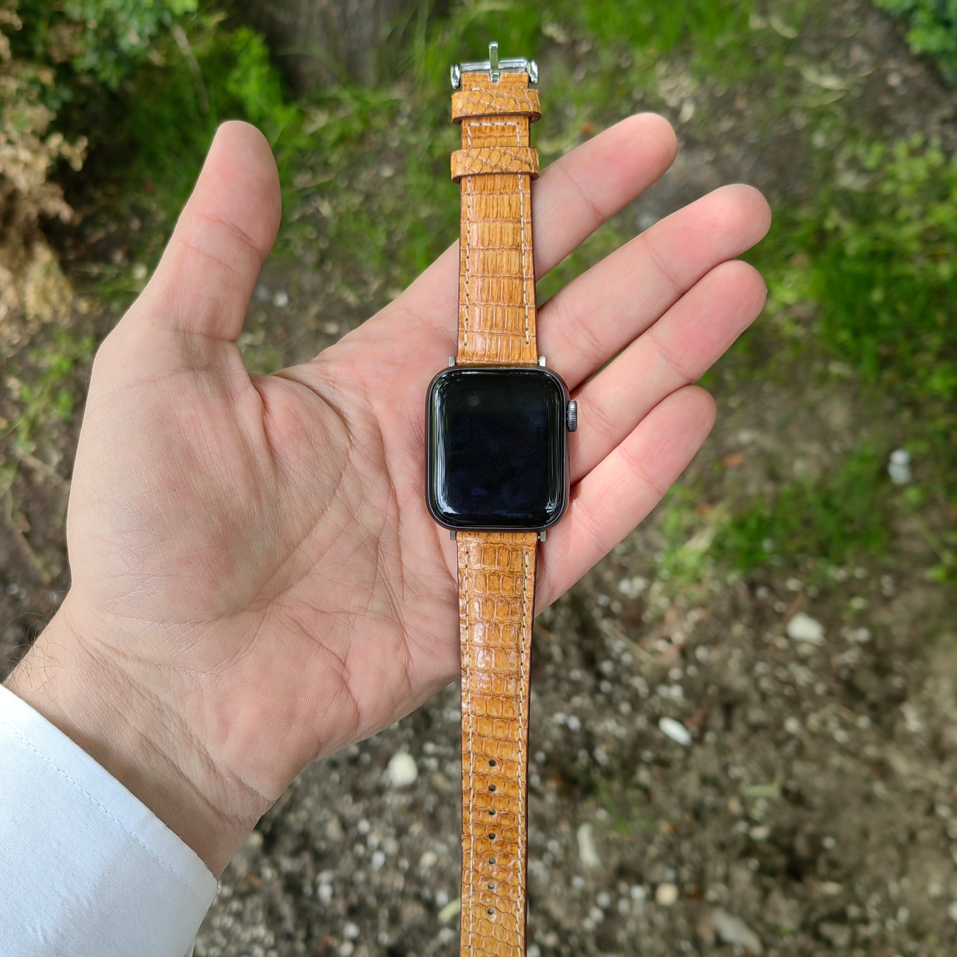 Apple Watch Kordon - Gerçek Kertenkele Derisi Taba