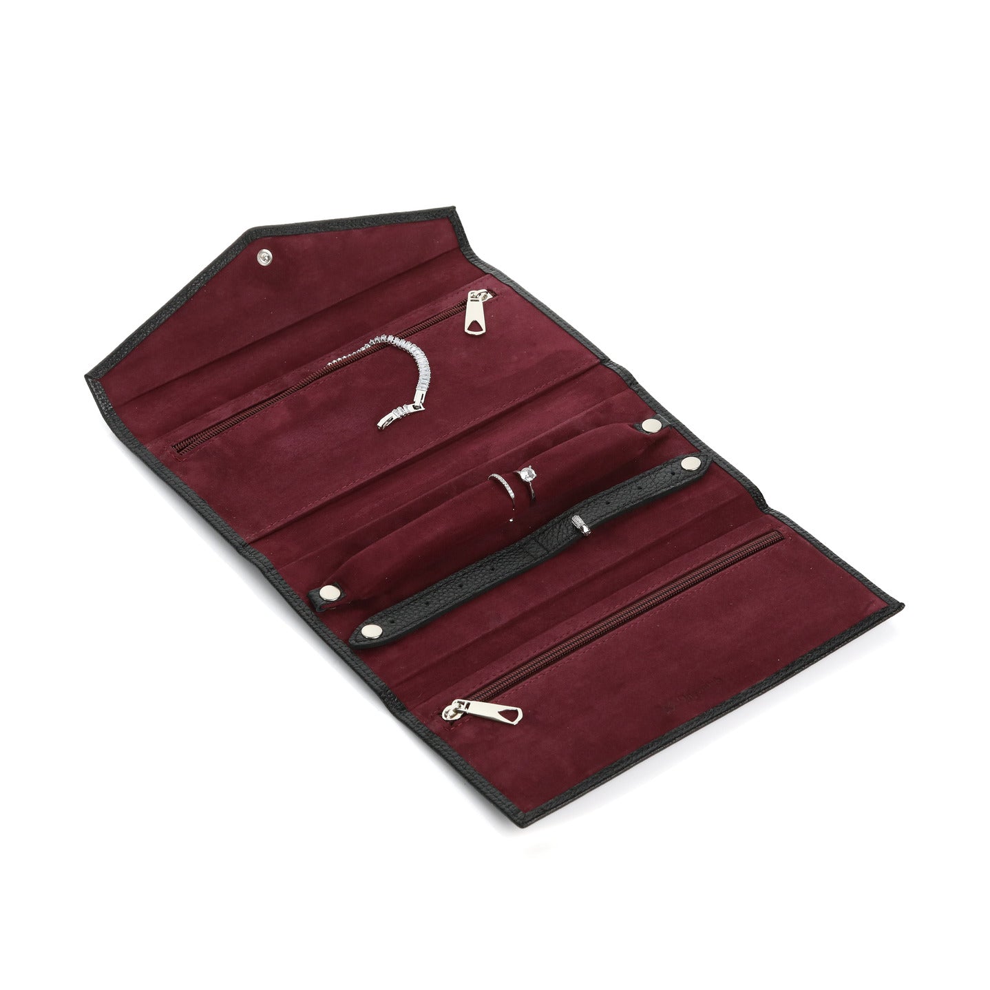 İçi ve dışı gerçek deri el yapımı bordo renk takı kutusu