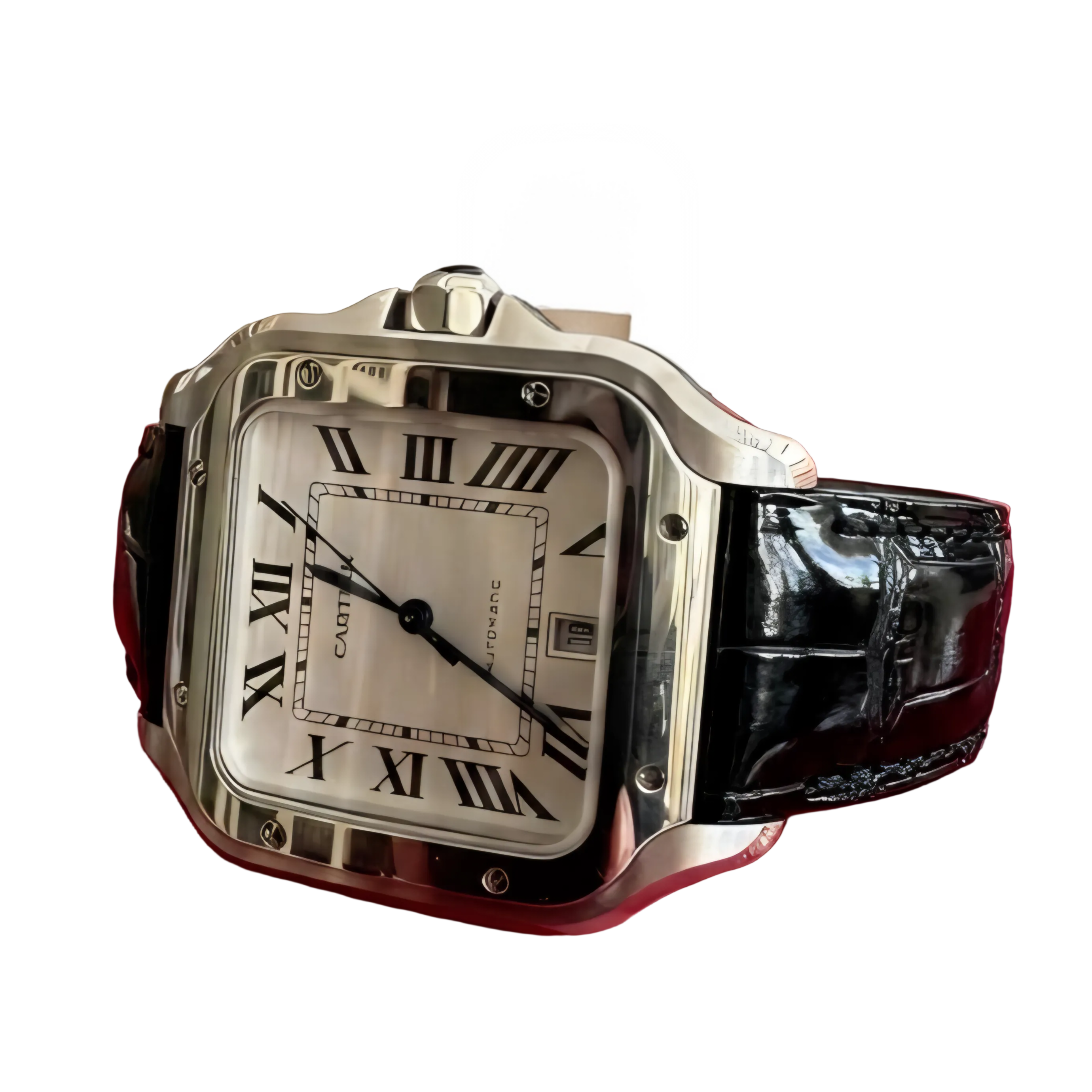 Gerçek deri el yapımı cartier santos uyumlu kordon