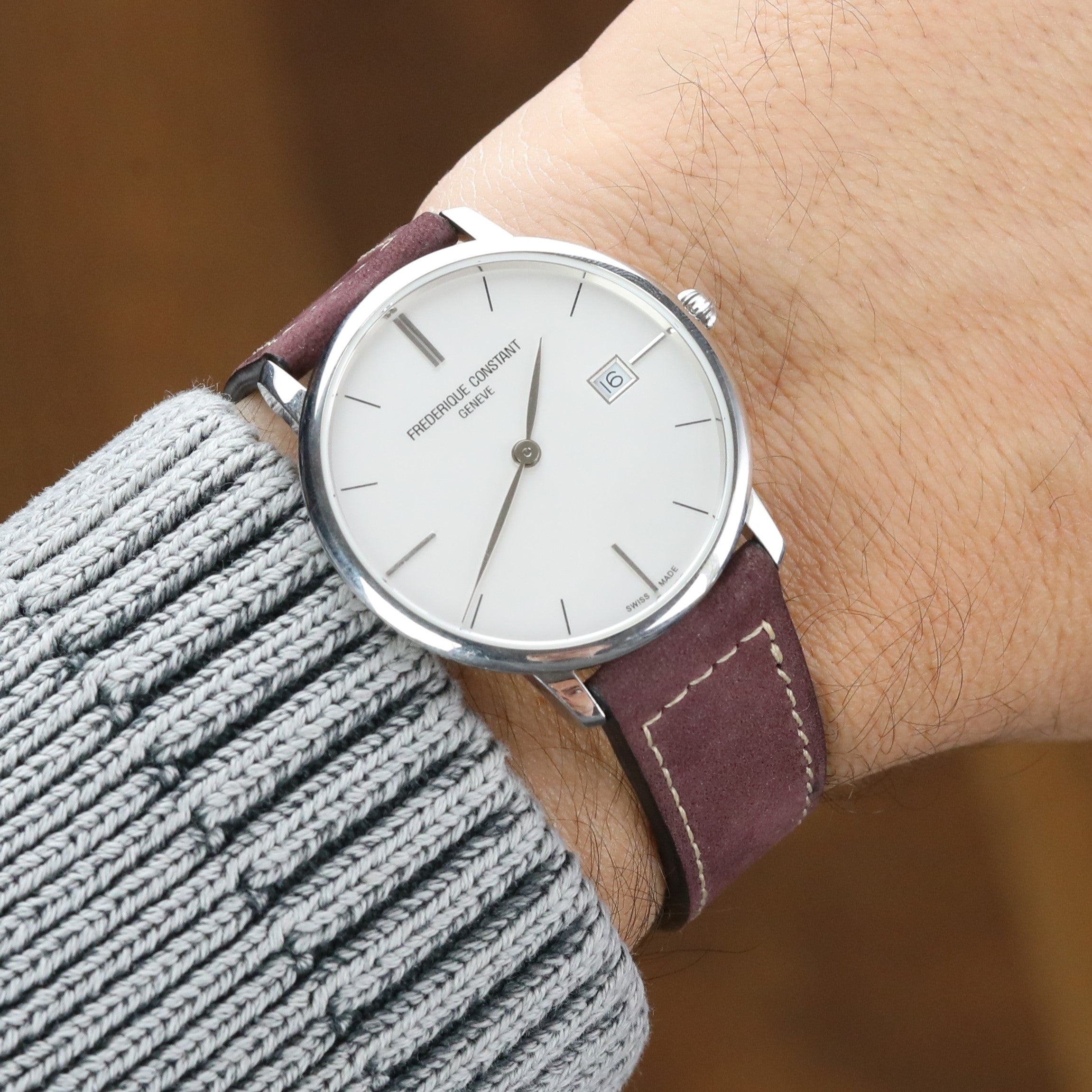 Gerçek dana derisi el yapımı bordo renkli düet deri kayış