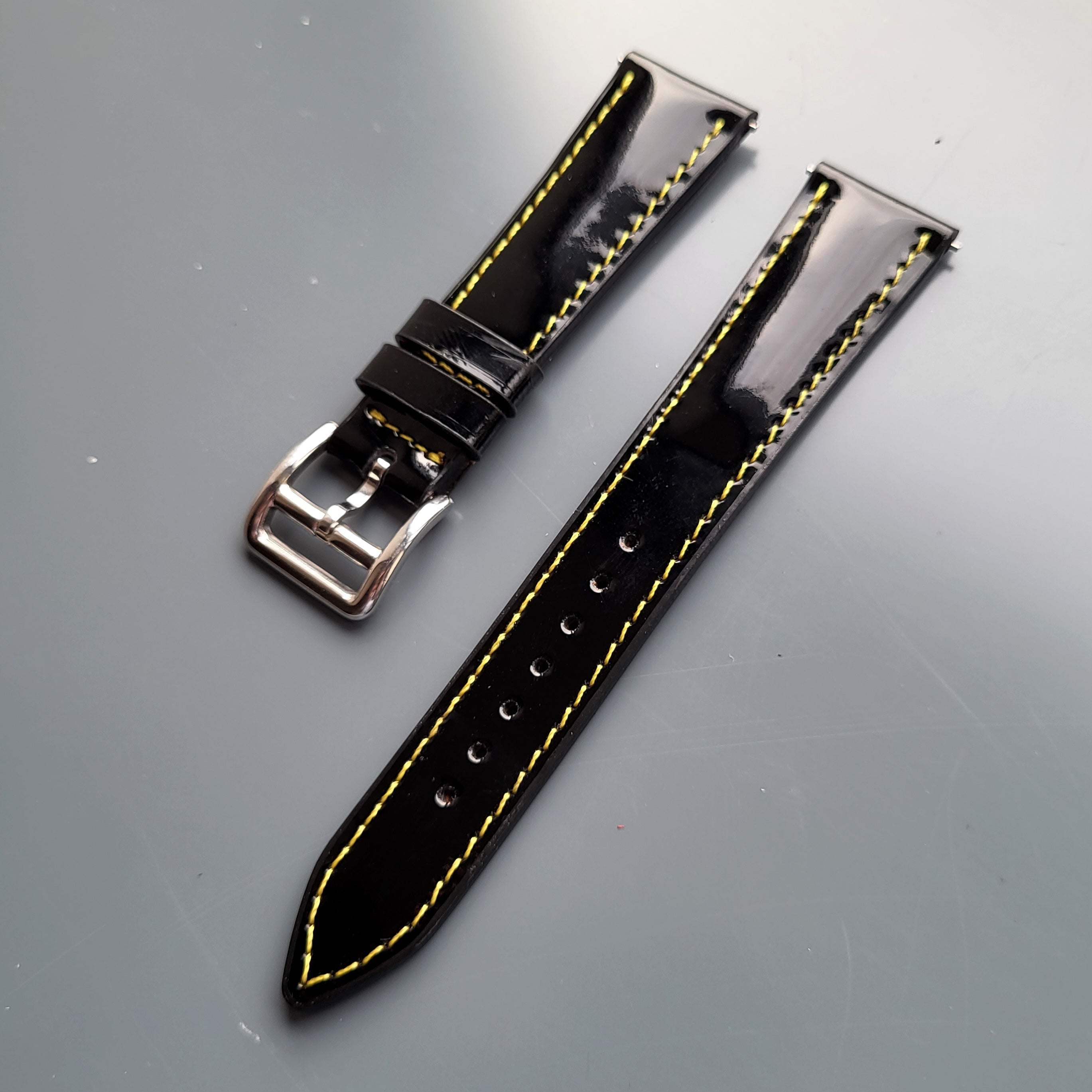 Gerçek deri el yapımı siyah renk rugan deri saat kordonu