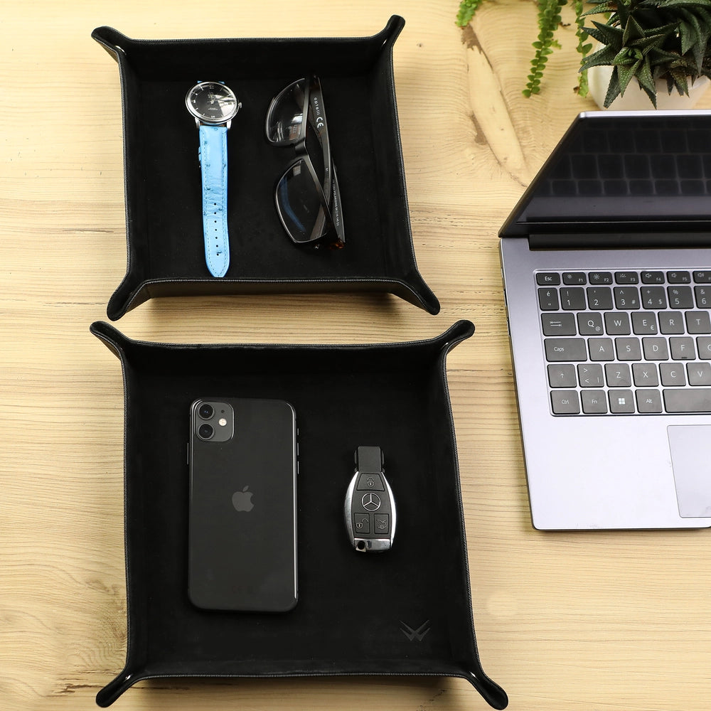 Gerçek deri siyah renk  içi siyah oğlak süet deri tepsi