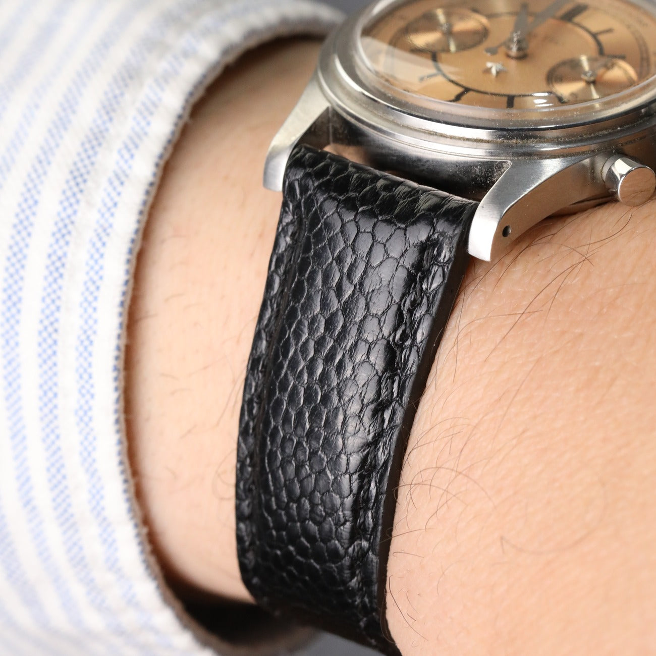 El yapımı siyah renkli akıllı pimli egzo deri saat kordonu