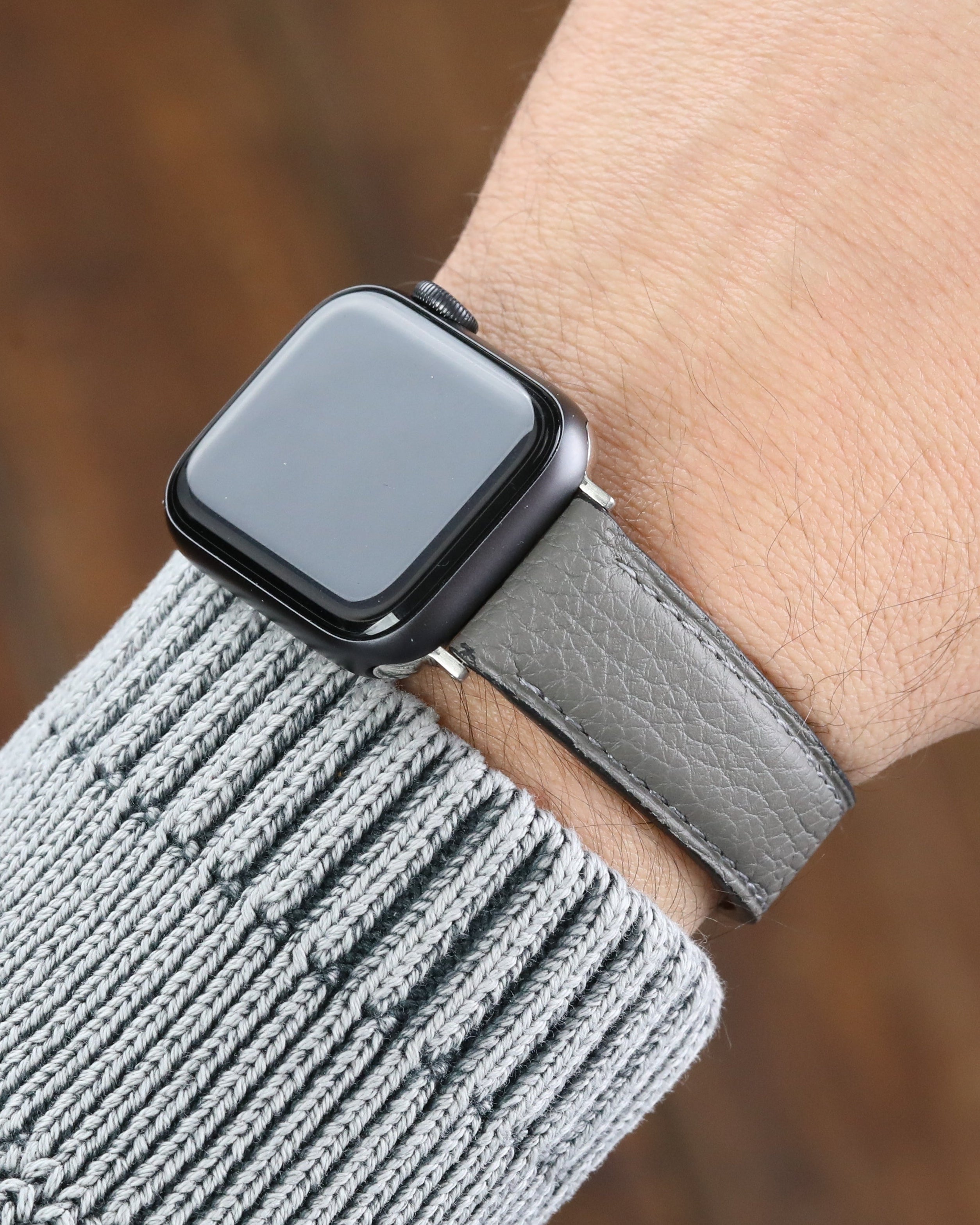 Gerçek deri el yapımı antialerjik arka derili apple watch ultra  ile uyumlu yeşil renk deri kordon