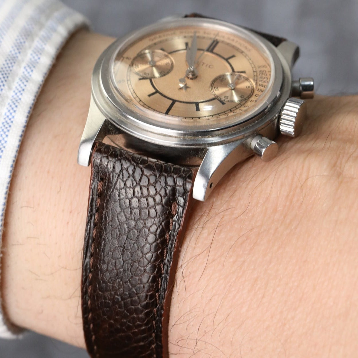 Gerçek egzotik deri el yapımı kahverengi renkli saat kordonu