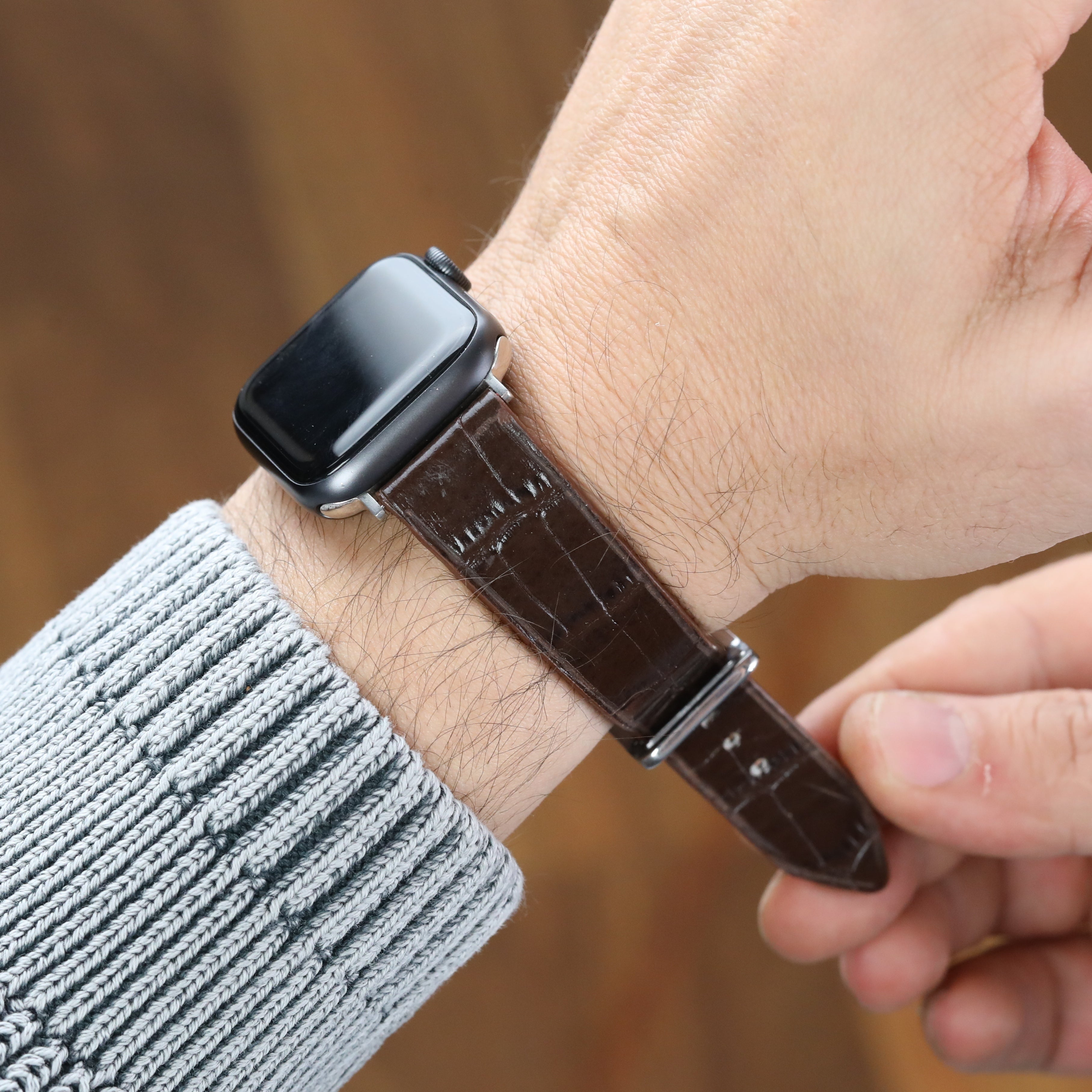 Gerçek dana derisi baskılı apple watch uyumlu deri kordon