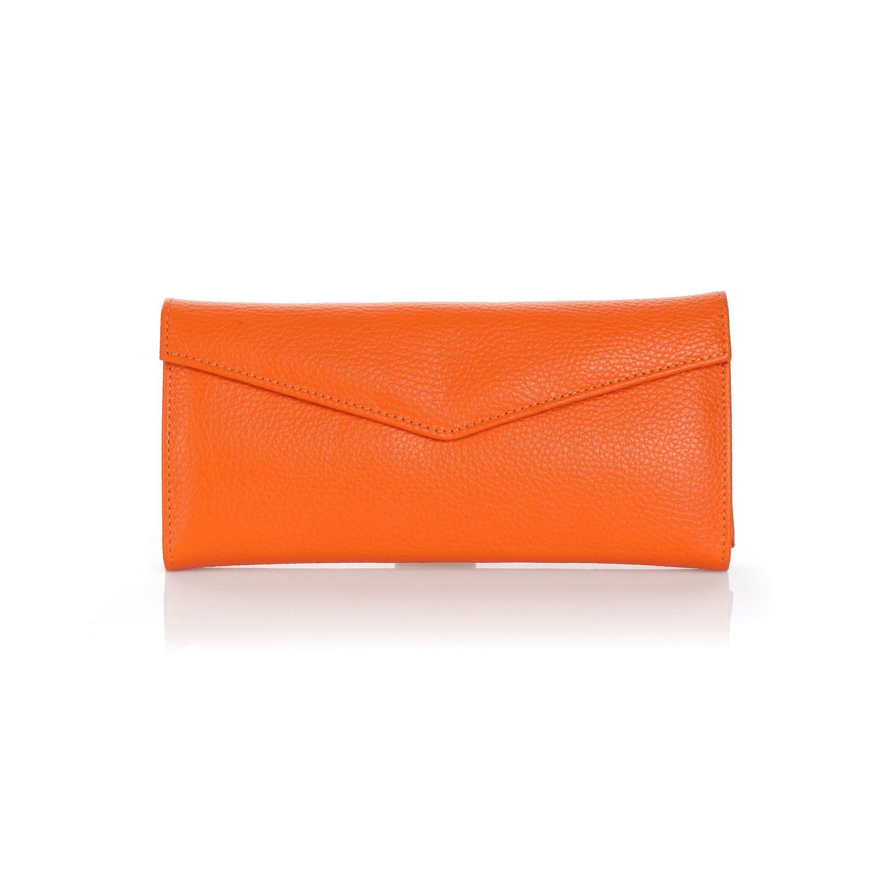 İçi ve dışı gerçek deri el yapımı oranj renk taki çantası