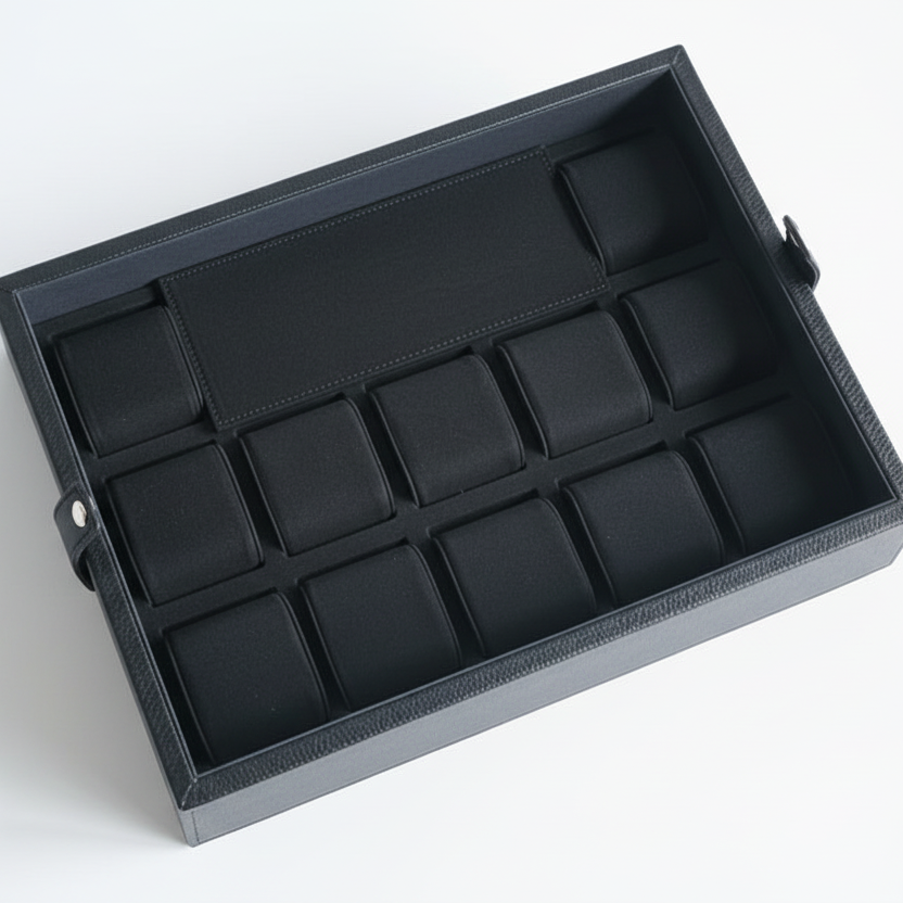 12' li Bolt Deri Saat Koleksiyon Kutusu Siyah