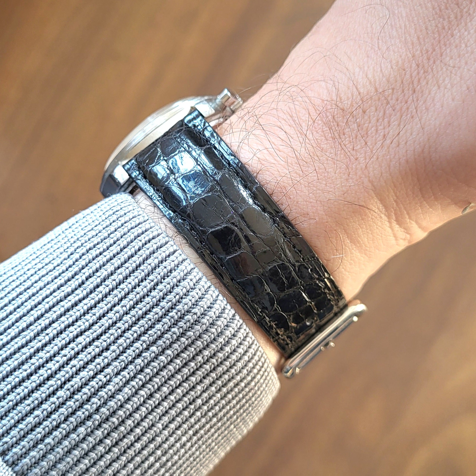 Gerçek Kroko Derisi Kordon Siyah