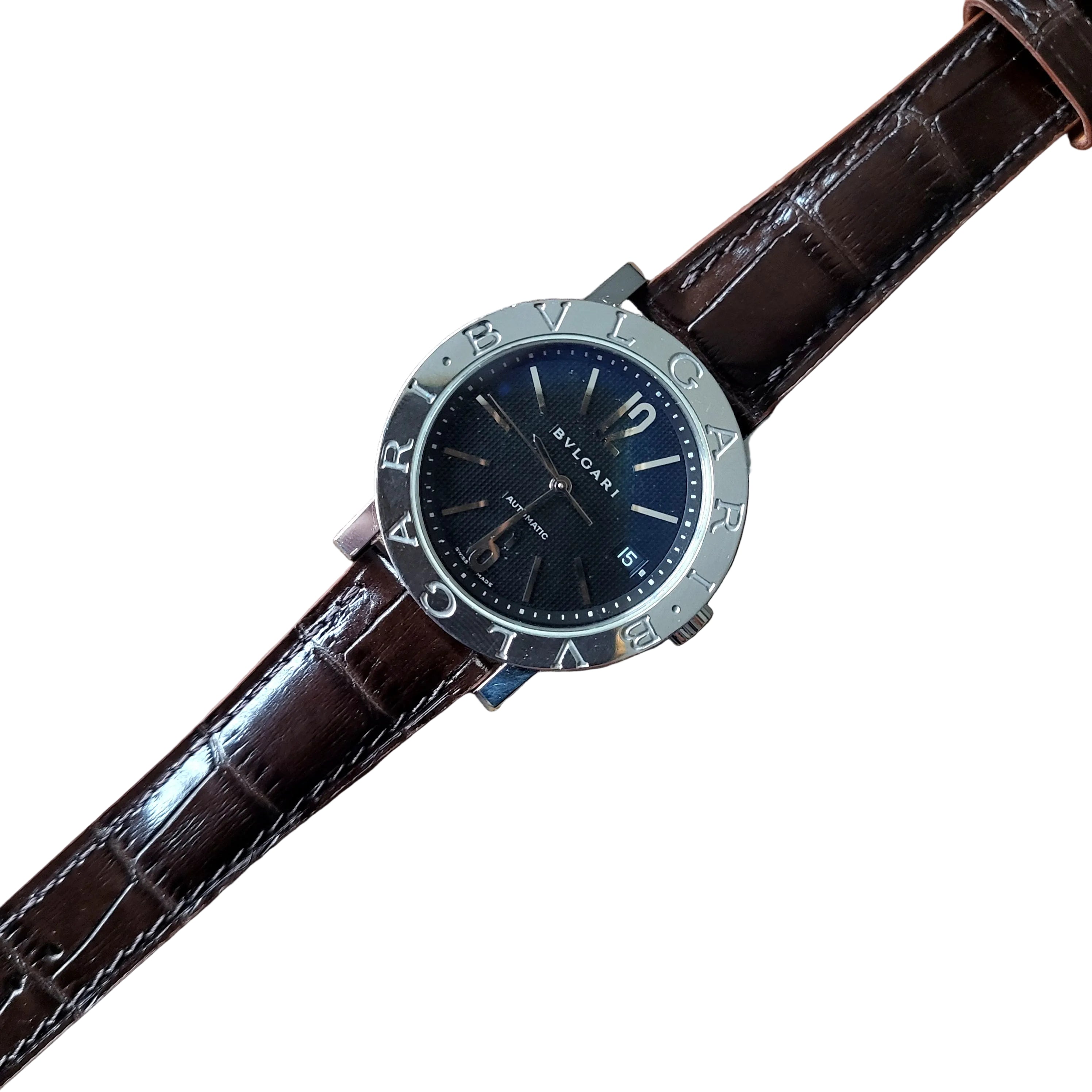 Kahverengi Kroko Baskılı Deri Kordon