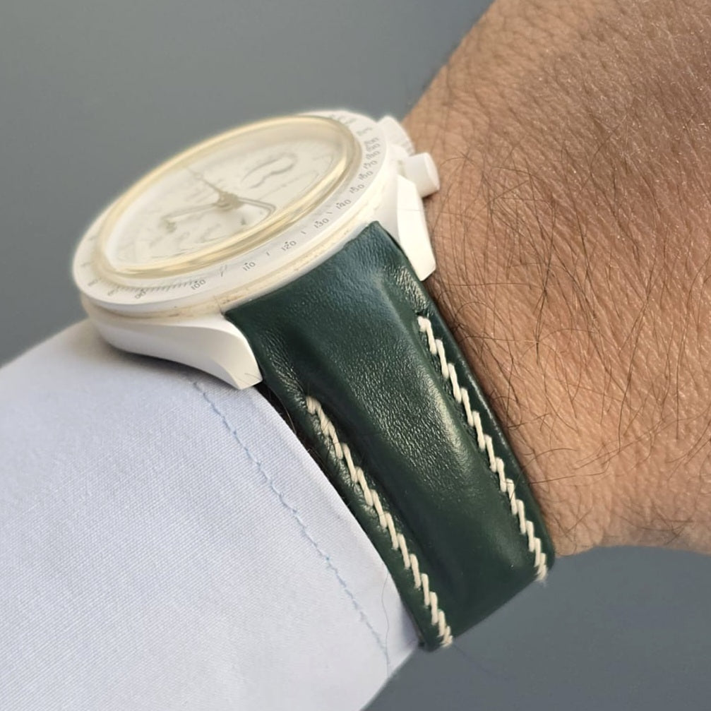Moonswatch Entegre Deri Kordon Yeşil