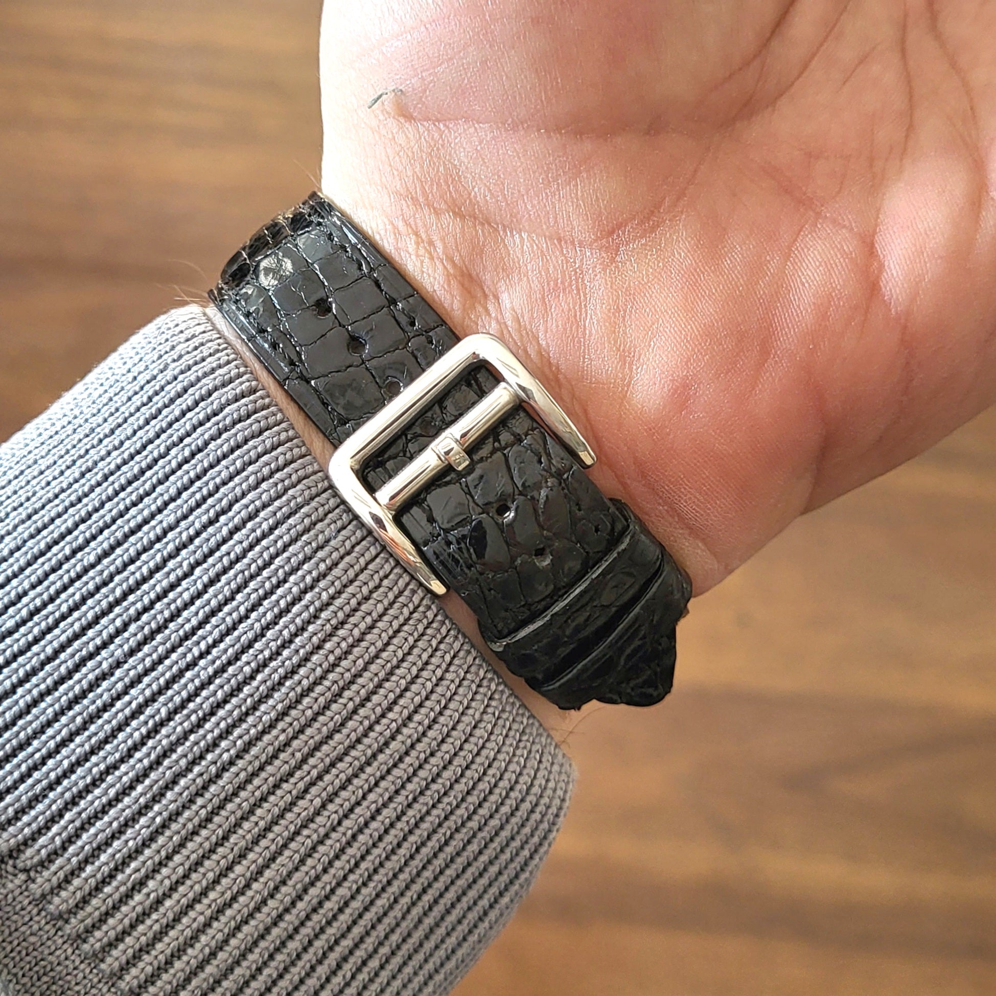 Gerçek Kroko Derisi Kordon Siyah