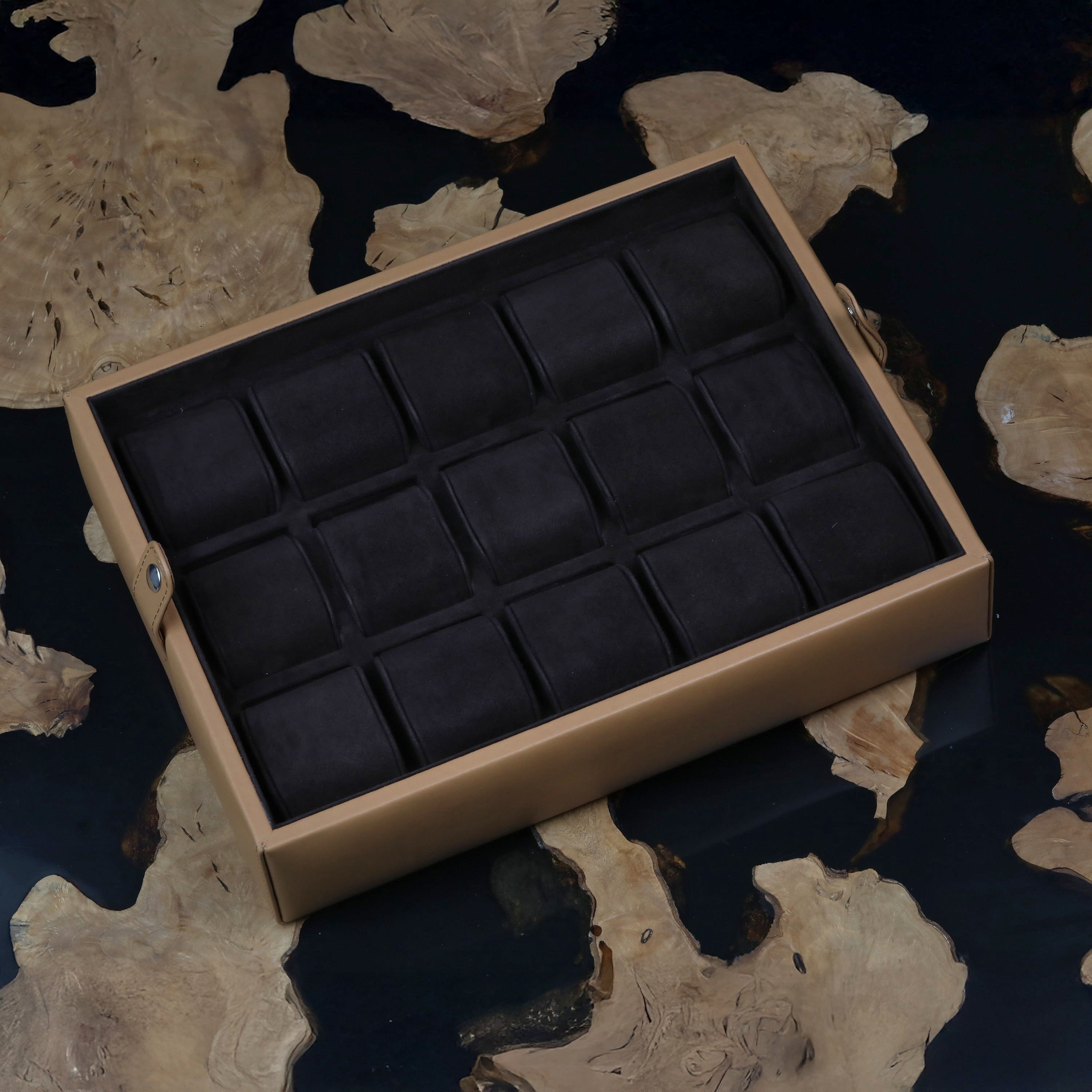 Taupe Deri Saat Kutusu 15'li