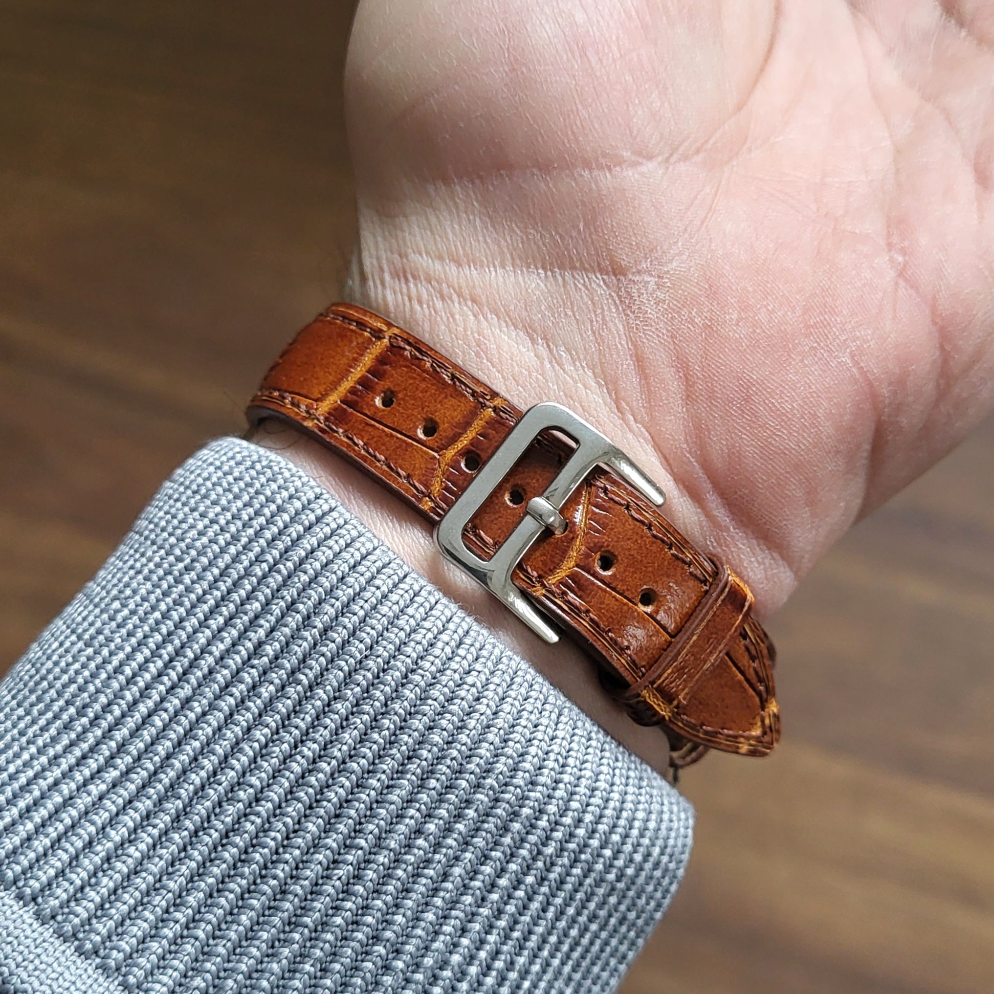 Taba Kroko Baskılı Deri Kordon