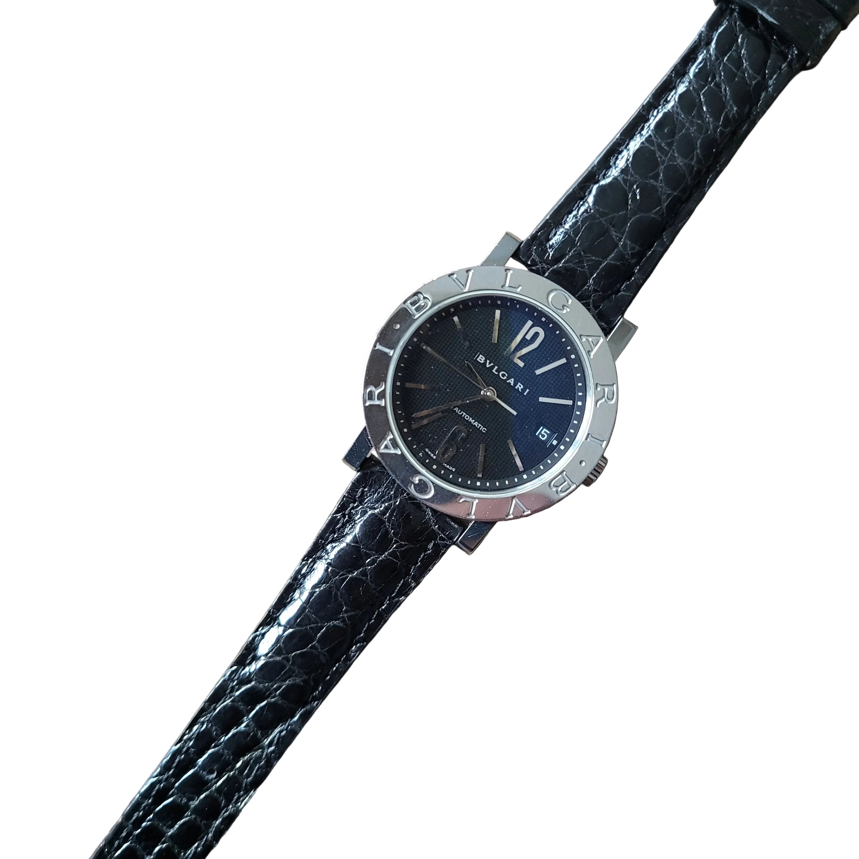 Gerçek Kroko Derisi Kordon Siyah