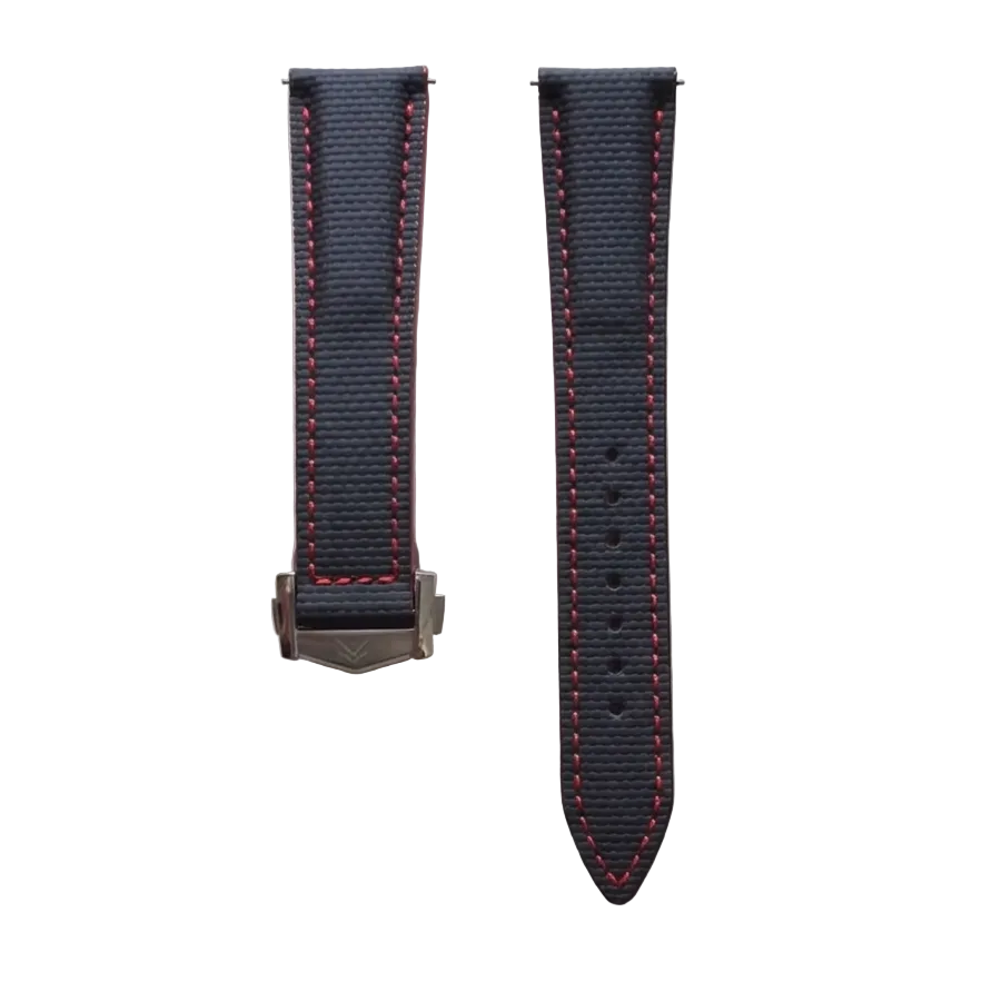 Deployent Tokalı Sailcloth FKM Kauçuk Kordon - Siyah / Kırmızı