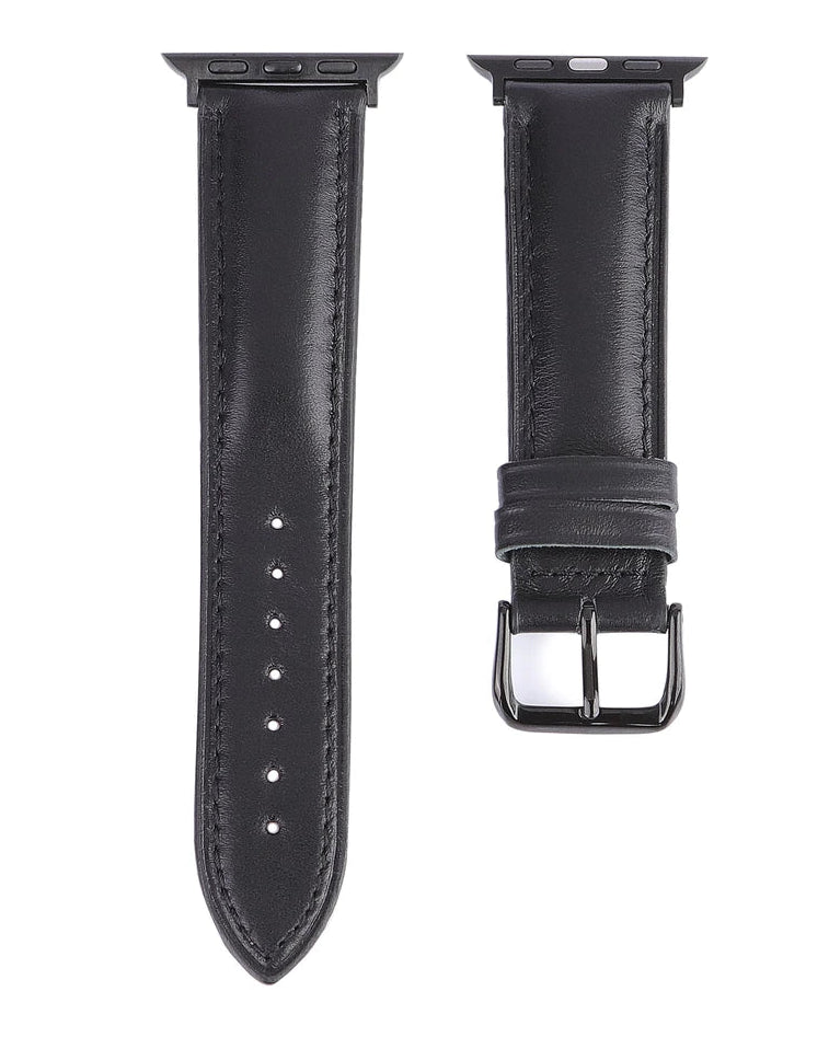 Gerçek deri el yapımı siyah renk apple watch deri  kordon