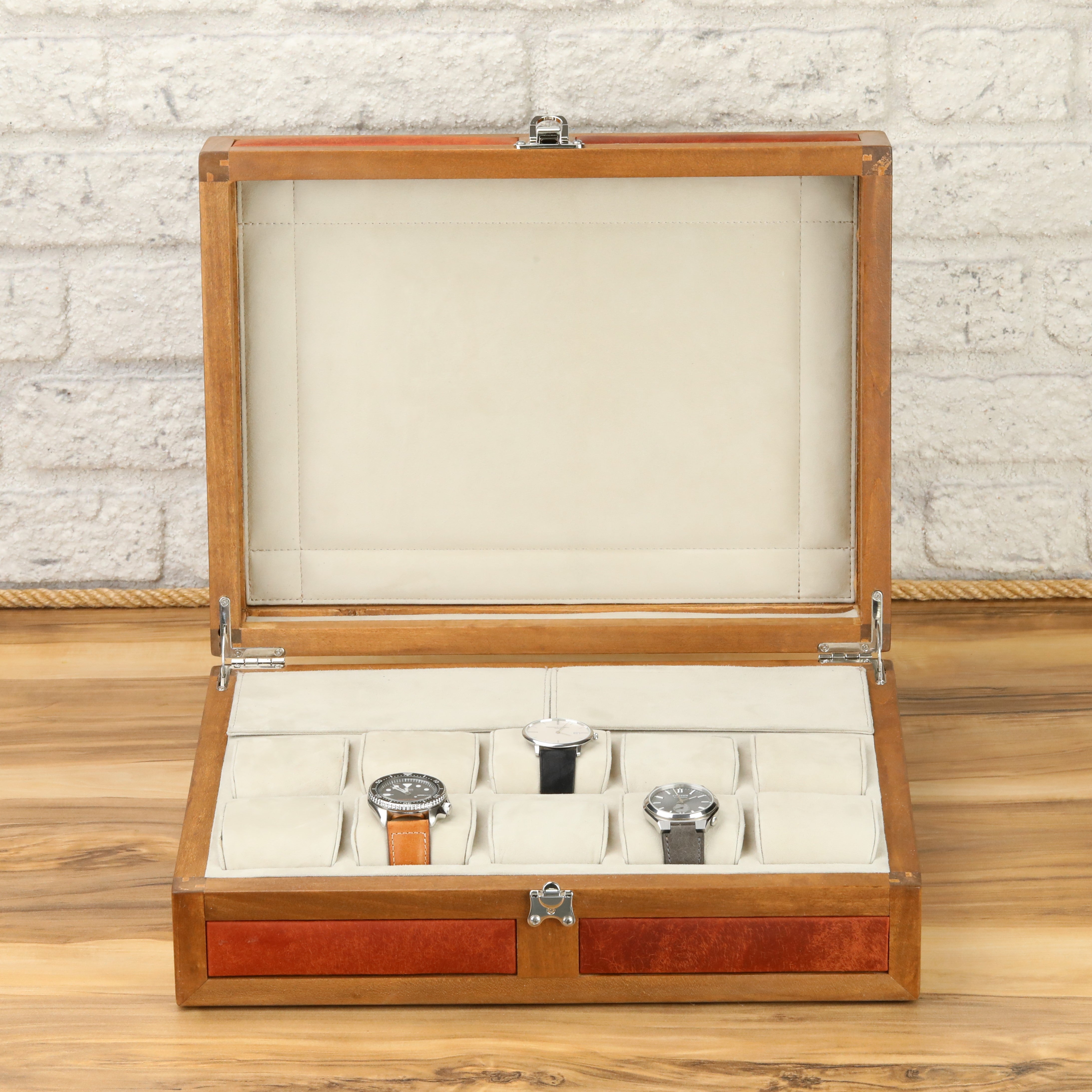 Heritage 10 Ahşap Saat Kutusu / Kahverengi