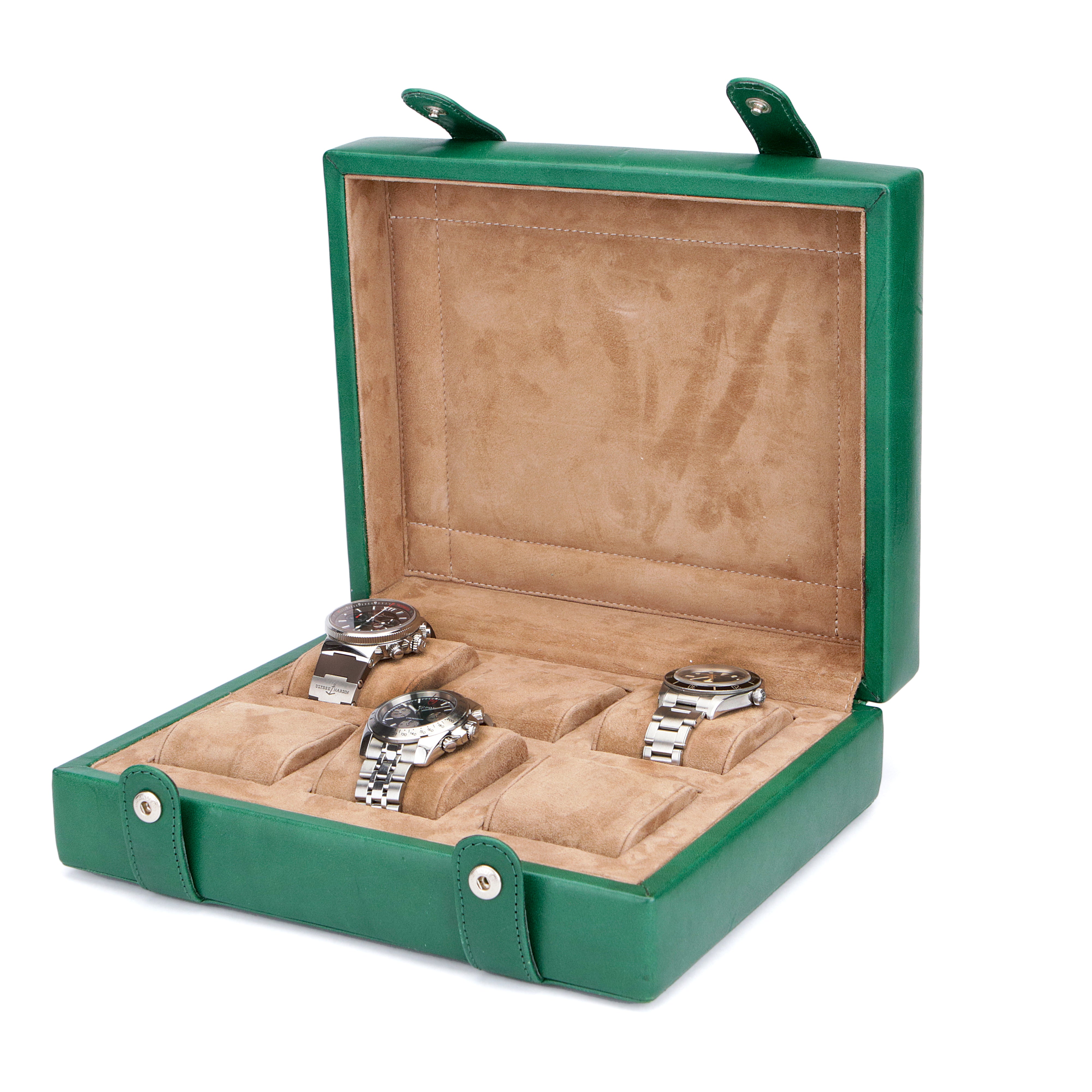 dışı dana derisi içi oğlak süetten yapılma  lüks saat kutusu