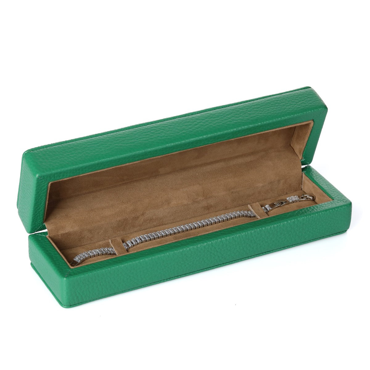 İçi ve dışı gerçek deri el yapımı yeşil renk mücevher kutusu